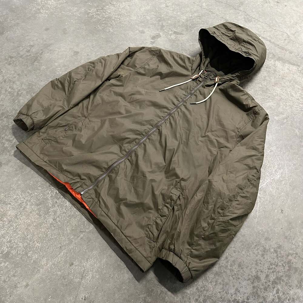 Lucky Brand Men's Olive Green Hooded Windbreaker Jacket